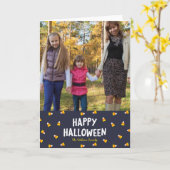 Donk Blue Candy Corn Happy Halloween Foto Kaart (Gele Bloem)
