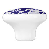 Donk Blue Dancing Rabbits Whimsical Paisley Bunny Keramische Knop (Zijkant)