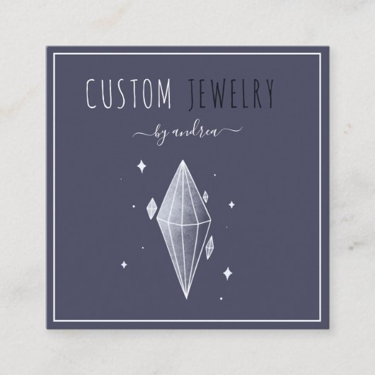 Donk Blue Diamond Jewelry Designer QR Code Social Vierkante Visitekaartje (Voorkant)