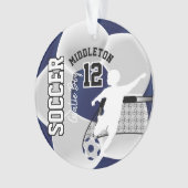 Donk Blue en White Soccer Goalie Boy Ornament (voorkant)