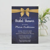 Donk Blue Gold Bow Shower Invitation Kaart (Staand voorkant)