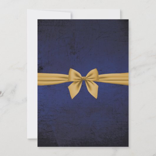 Donk Blue Gold Bow Shower Invitation Kaart (Achterkant)