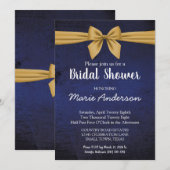 Donk Blue Gold Bow Shower Invitation Kaart (Voorkant / Achterkant)
