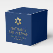 Donk Blue Gold Personalized Bar Mitzvah Bedankdoosjes (Voorkant Zijde)