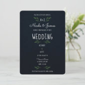 Donk Blue Green Leaves Modern Greenery Wedding Kaart (Staand voorkant)