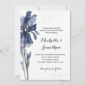 Donk Blue Iris Flower Modern Christian Wedding Kaart (Voorkant)