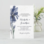 Donk Blue Iris Flower Modern Christian Wedding Kaart (Staand voorkant)