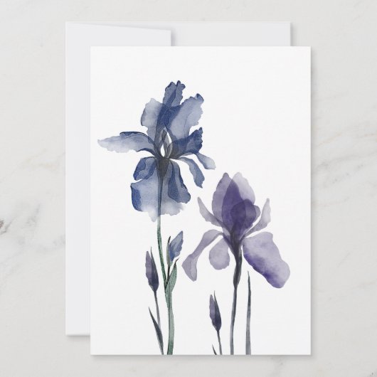 Donk Blue Iris Flower Modern Christian Wedding Kaart (Achterkant)