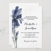 Donk Blue Iris Flower Modern Christian Wedding Kaart (Voorkant / Achterkant)