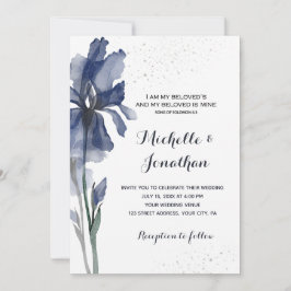 Donk Blue Iris Flower Modern Christian Wedding Kaart