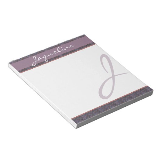 Donk Blue Mauve Rust Monogram Notitieblok (Schuin)