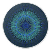 Donk Blue Modern Mandala Keramische Knop (Voorkant)