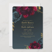 Donk Blue Moody Floral Gold Greenery Vrijgezellenf Kaart (Voorkant)