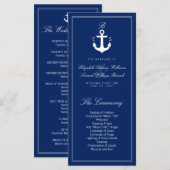 Donk Blue Nautical Wedding Program Rack Kaarten (Voorkant / Achterkant)