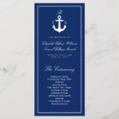 Donk Blue Nautical Wedding Program Rack Kaarten (Voorkant)