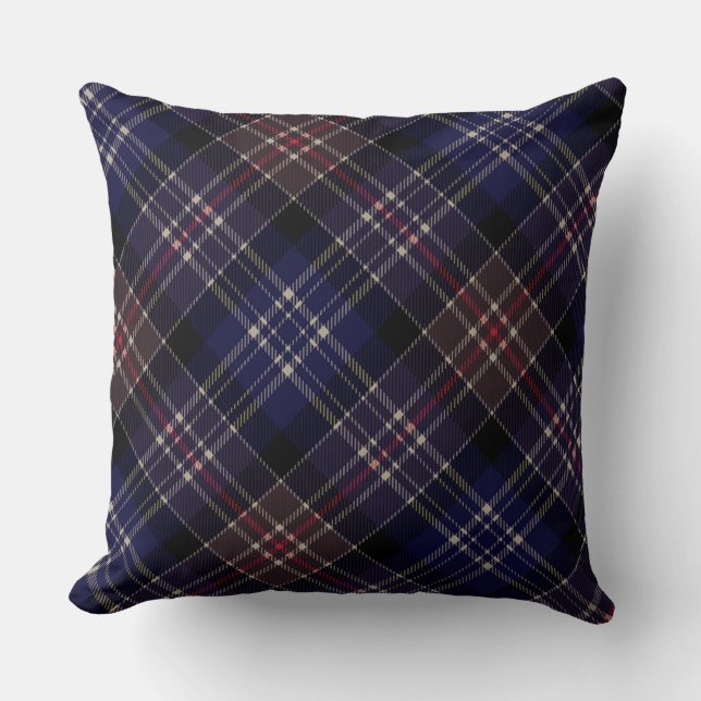 Donk Blue Scottish Tartan Pset Kussen (Voorkant)