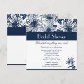 Donk Blue Sunflower Bridal Shower Invitation Kaart (Voorkant / Achterkant)