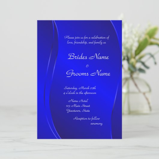 Donk Blue Wedding Invitation Kaart (Staand voorkant)