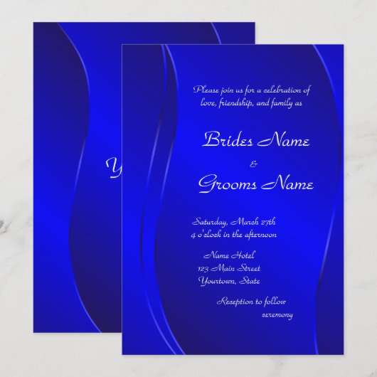 Donk Blue Wedding Invitation Kaart (Voorkant / Achterkant)