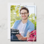 Donk Blue White Minimalist Afstuderen Aankondiging (Voorkant)