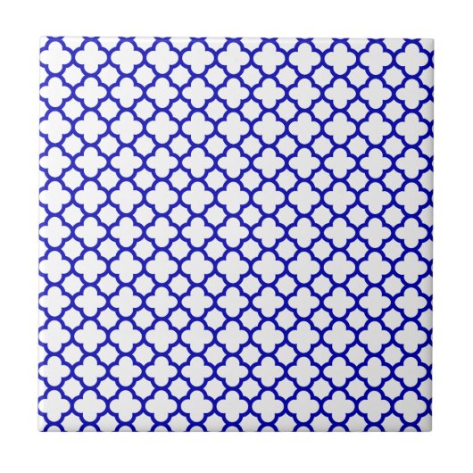 Donk Blue White Quatrefoil Tegeltje (Voorkant)