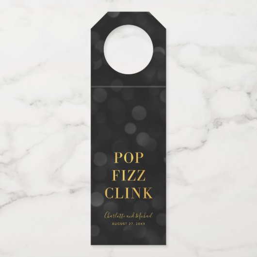 Donk Bokeh Faux Gold Pop Fizz Clink Flessenhanger (Achterkant)