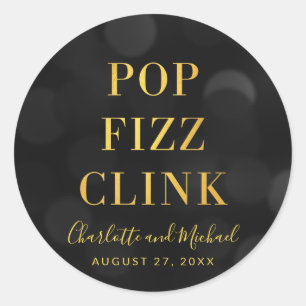 Donk Bokeh Faux Gold Pop Fizz Clink Ronde Sticker