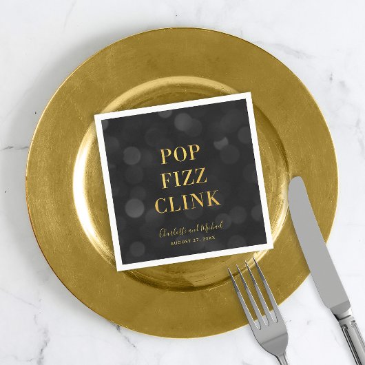Donk Bokeh Faux Gold Pop Fizz Clink Servet