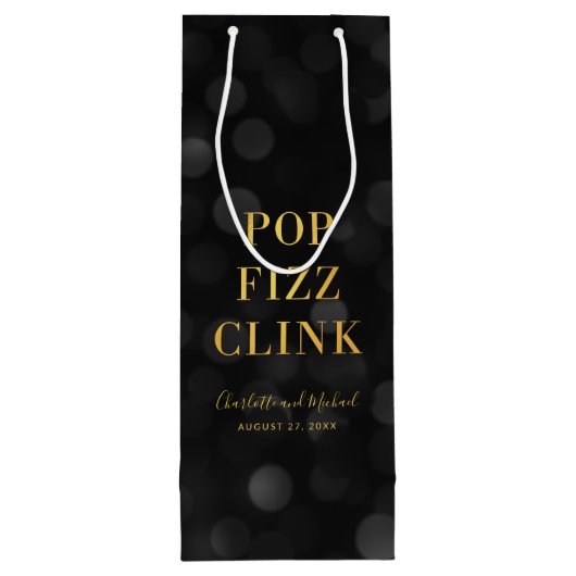 Donk Bokeh Faux Gold Pop Fizz Clink Wijn Cadeautas (Achterkant)