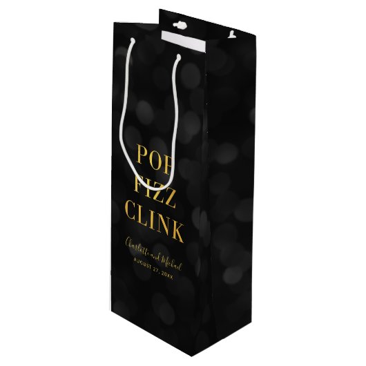 Donk Bokeh Faux Gold Pop Fizz Clink Wijn Cadeautas (Voorkant Gekanteld)