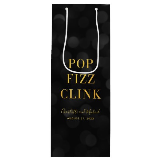 Donk Bokeh Faux Gold Pop Fizz Clink Wijn Cadeautas (Voorkant)