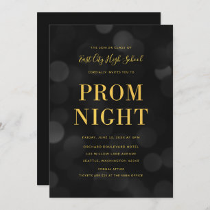 Donk Bokeh Lights Faux Gold High School Prom Kaart
