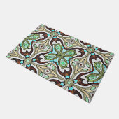 Donk Brown Aqua Turquoise Blue Green Tribal Art Deurmat (Schuin)