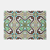 Donk Brown Aqua Turquoise Blue Green Tribal Art Deurmat (Voorkant)