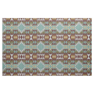 Donk Brown Turquoise Green Taupe Beige Ethnic Kijk Stof