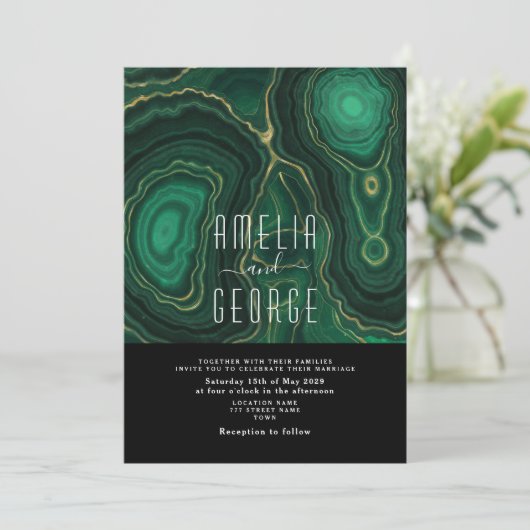 Donk Emerald Green Wedding Invitation Kaart (Staand voorkant)