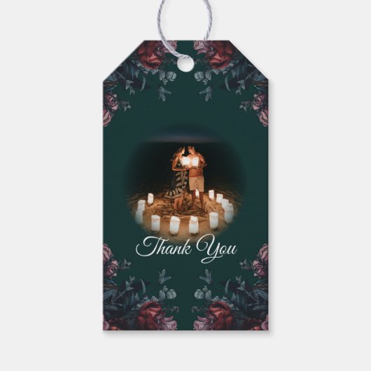 Donk Forest Green Elegant Wedding Maroon Mauve Cadeaulabel (Voorkant)