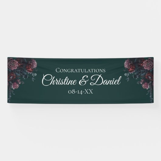Donk Forest Green Elegant Wedding Maroon Mauve Spandoek (Horizontaal)