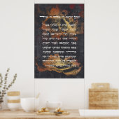 Donk Gold Shema Israel Hebreeuws Joods gebed Poster (Keuken)