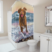 Donk Golden Retriever Dog Douchegordijn (In situ)