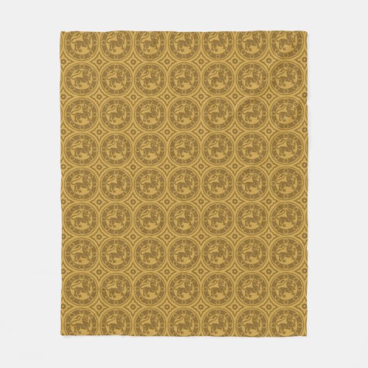 Donk Goldenrod Medieval Lions Fleece Deken (Voorkant)