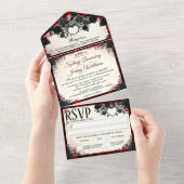 Donk Gothic Halloween Heart Wedding MENU All In One Uitnodiging (Afscheurbaar)