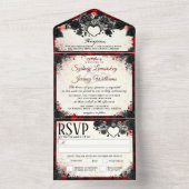 Donk Gothic Halloween Heart Wedding MENU All In One Uitnodiging (Binnen)