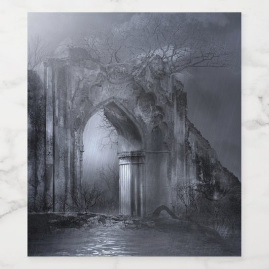 Donk Gothic Ruins Archway Wijn Etiket (Enkel label)