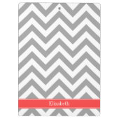 Donk Gray Lg Chevron Coral Red Name Monogram Klembord (Achterkant)