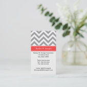 Donk Gray Lg Chevron Coral Red Name Monogram Visitekaartje (Staand voorkant)