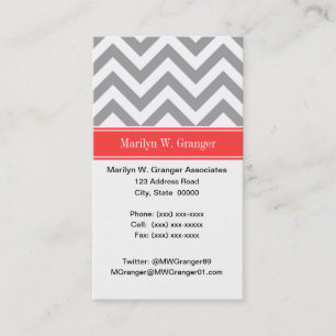 Donk Gray Lg Chevron Coral Red Name Monogram Visitekaartje