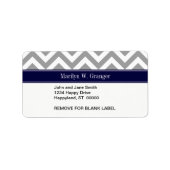 Donk Gray Lg Chevron Navy Blue Name Monogram Etiket (Voorkant)
