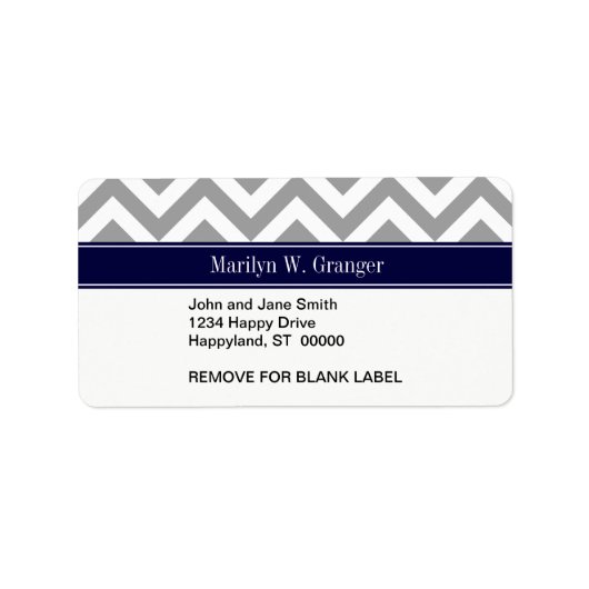 Donk Gray Lg Chevron Navy Blue Name Monogram Etiket (Voorkant)