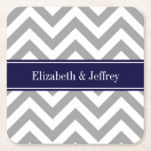 Donk Gray Lg Chevron Navy Blue Name Monogram Kartonnen Onderzetters (Voorkant)